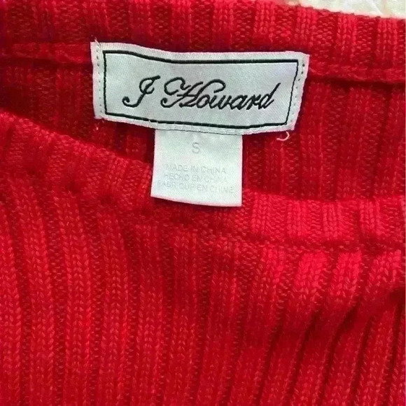 Jessica Howard Sweater Dress Size S Red Pattered Waist Holiday Bodycon Stretch - Picture 11 of 12